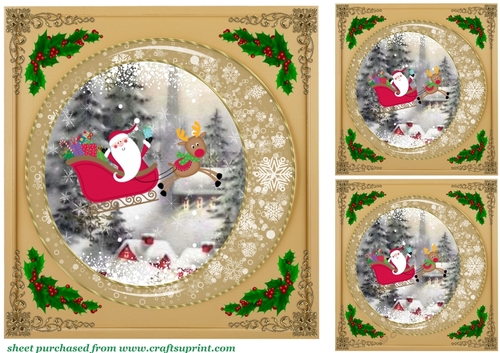 3 Gold snowflake frame scene card fronts/toppers 5