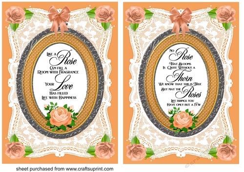2 Orange rose card fronts with verse