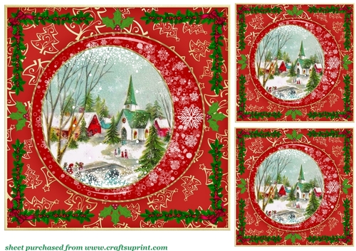 3 Red snowflake frame card fronts/toppers 3