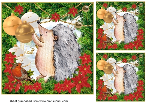 3 Christmas hedgehog card fronts/toppers