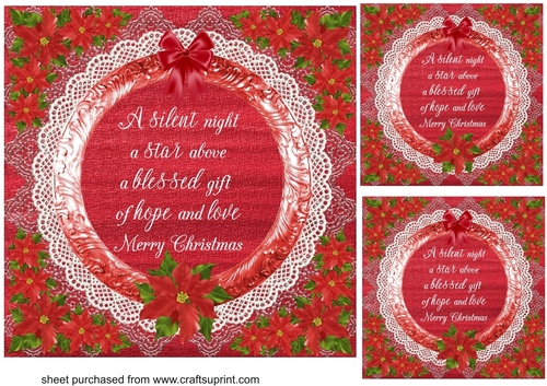 3 Christmas poinsettia verse card fronts/toppers 2