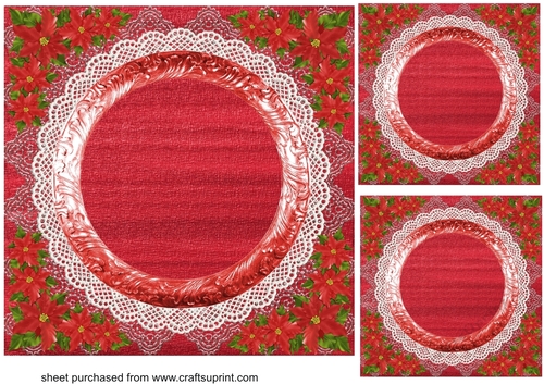 3 Christmas poinsettia card fronts/toppers blank