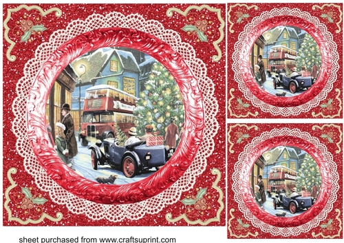 3 Red Christmas scene card fronts/toppers 11