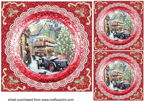 3 Red Christmas scene card fronts/toppers 12