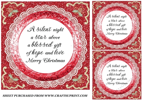 3 Red holly Christmas verse card fronts/toppers 3