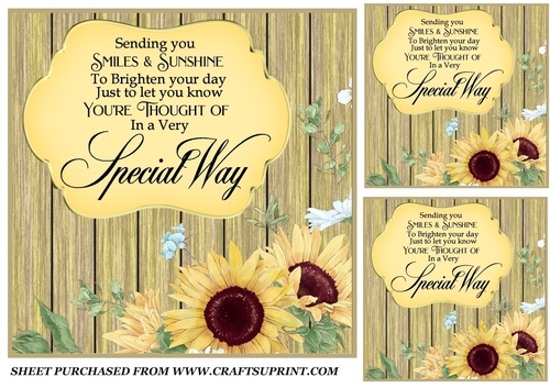 3 Sunflower verse card fronts/toppers 2