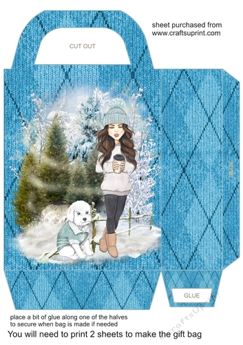 Blue warm and cosy gift bag 1