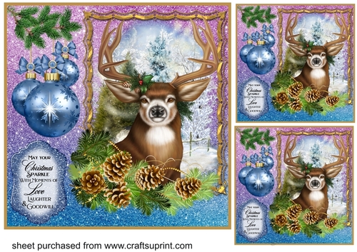 3 Christmas framed stag card fronts/toppers 1