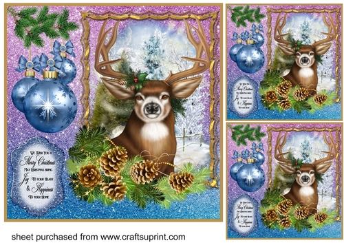 3 Christmas framed stag card fronts/toppers 2