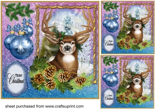 3 Christmas framed stag card fronts/toppers 3
