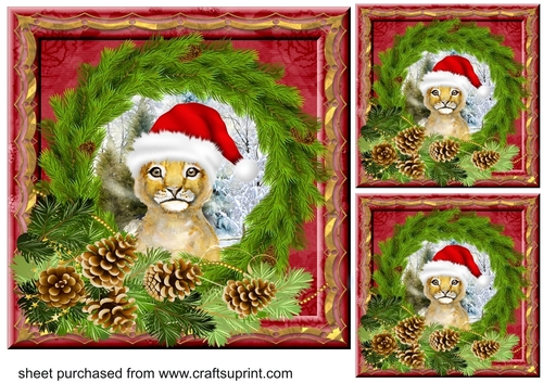 3 Wreath framed Christmas critter card fronts/toppers 2