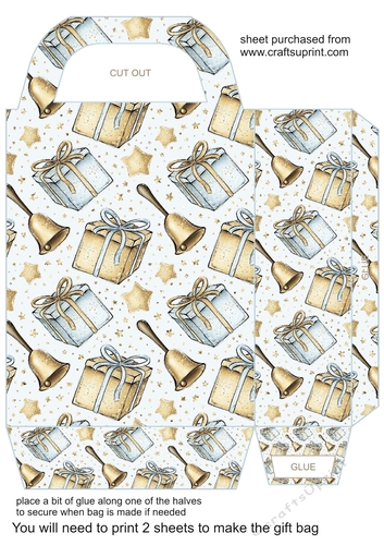 Christmas bells and presents gift bag