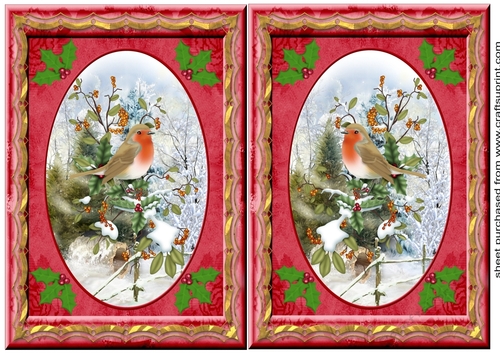 2 Christmas robin card fronts/toppers