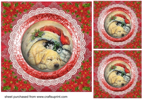 3 Red Christmas buddies card fronts/toppers