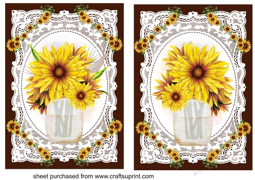 2 Rustic sunflower card fronts/toppers 1