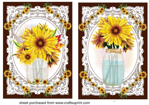 2 Rustic sunflower card fronts/toppers 2