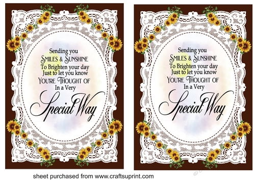 2 Sunflower card fronts with verse 