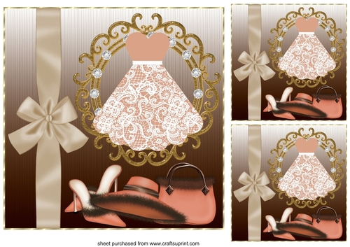 3 Brown ladies accessories card fronts/toppers