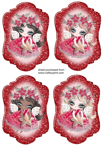 4 Red Christmas angel toppers 1