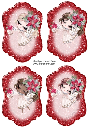 4 Red Christmas angel toppers 