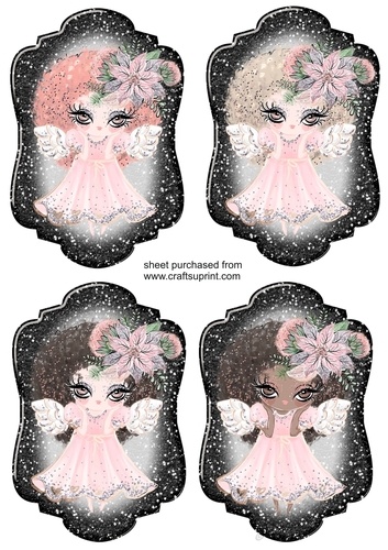 6 Black Christmas angel toppers 2