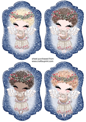 6 Blue Christmas angel toppers