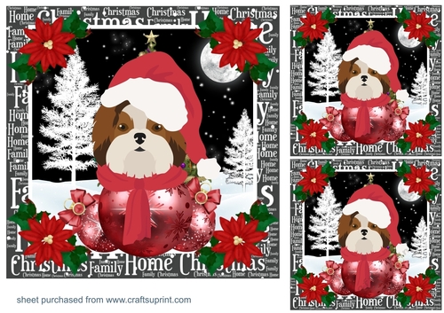 3 Christmas Shih Tzu card fronts/toppers