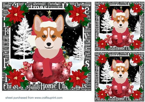 3 Christmas Welsh Corgi card fronts/toppers
