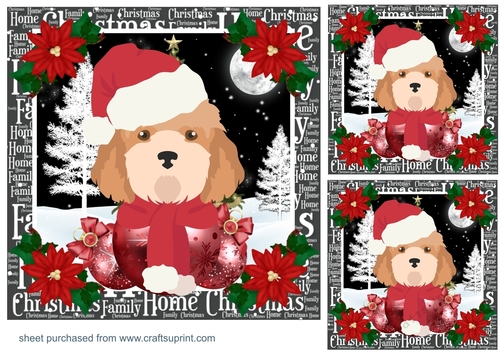 3 Christmas Cockapoo card fronts/toppers