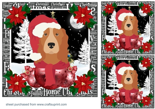 3 Christmas English Cocker card fronts/toppers