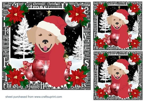 3 Christmas Golden Retriever card fronts/toppers