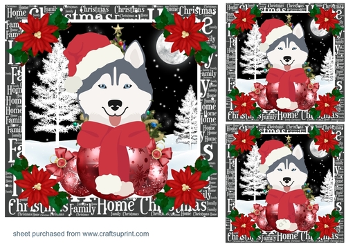 3 Christmas Husky card fronts/toppers
