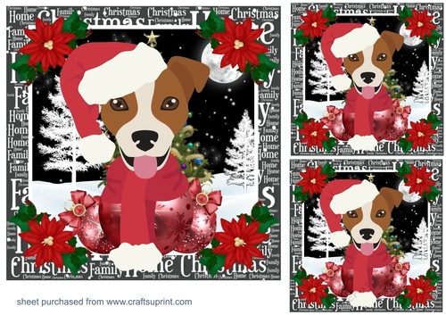 3 Christmas Jack Russel card fronts/toppers