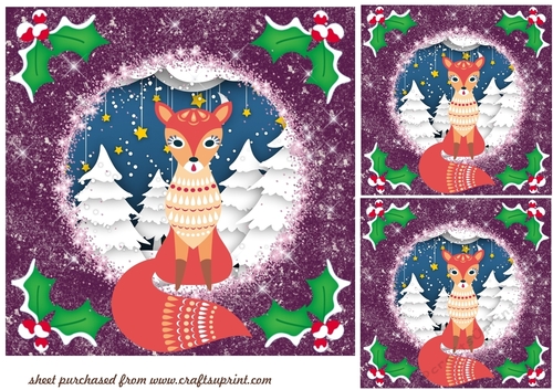 3 Christmas woodland animal card fronts/toppers 3