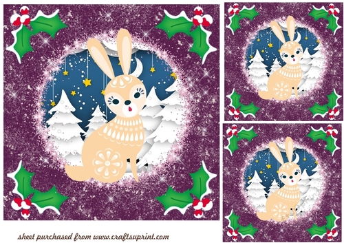 3 Christmas woodland animal card fronts/toppers 4
