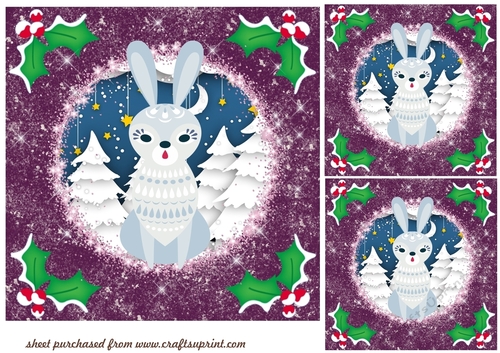 3 Christmas woodland animal card fronts/toppers 5