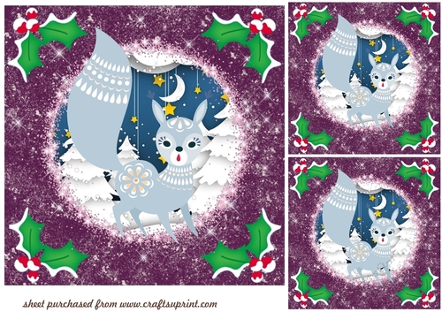 3 Christmas woodland animal card fronts/toppers 6
