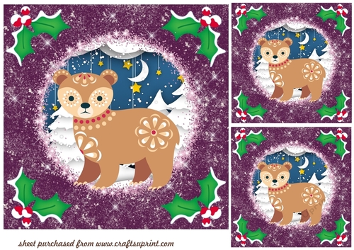 3 Christmas woodland animal card fronts/toppers 8