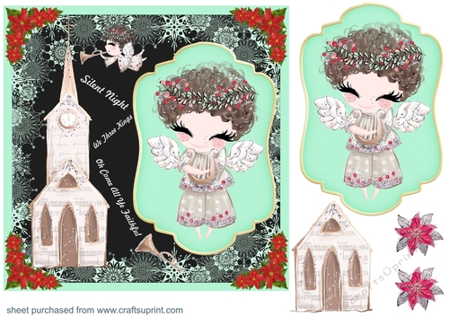 Christmas carol Angel card front 2