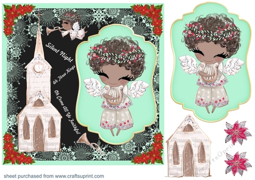 Christmas carol Angel card front 3