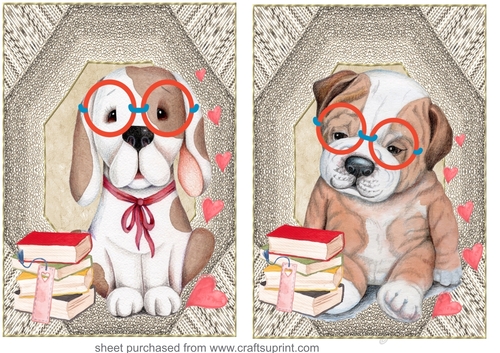 2 dogs with books card fronts