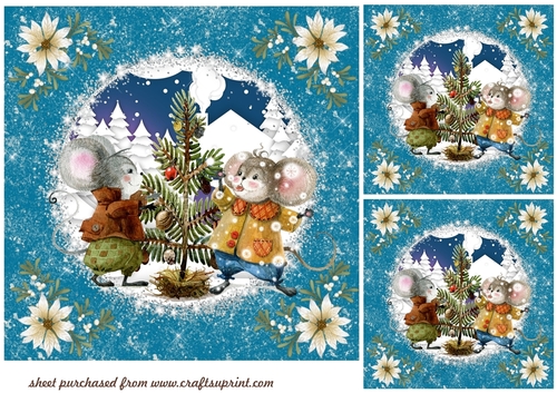 3 Christmas mice card fronts/toppers 2