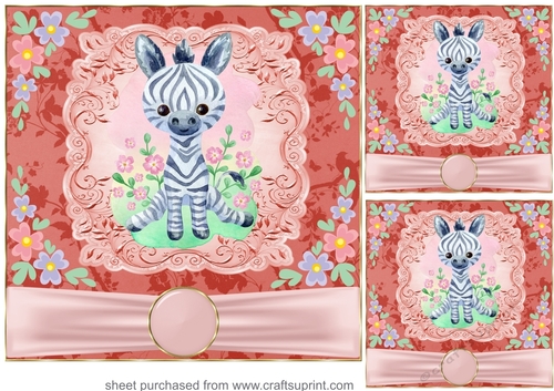 3 Cute baby floral animal card fronts/toppers 1