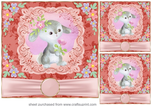 3 Cute baby floral animal card fronts/toppers 2