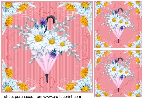 3 Daisy umbrella card fronts/toppers 2
