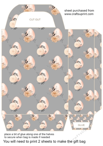 Peach floral Easter egg gift bag 3