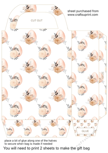 Peach floral Easter egg gift bag 4