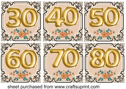 6 Floral gold balloon age toppers