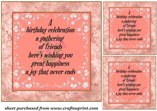 3 A Birthday celebration verse card front/toppers