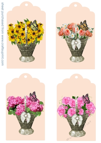 4 Floral tag toppers